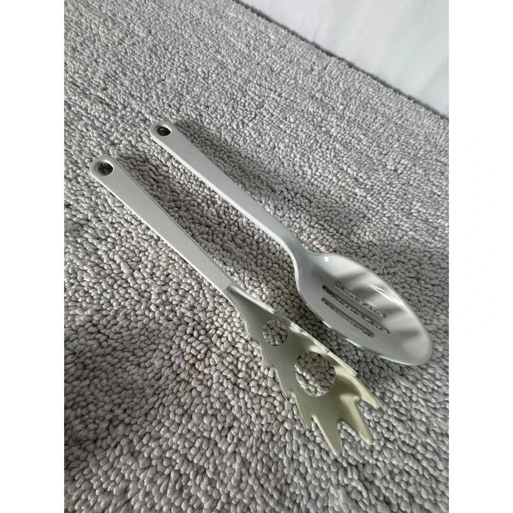 Taylor Made Products Slotted Spoon and Pasta Server Set White Plastic‎ VTG USA